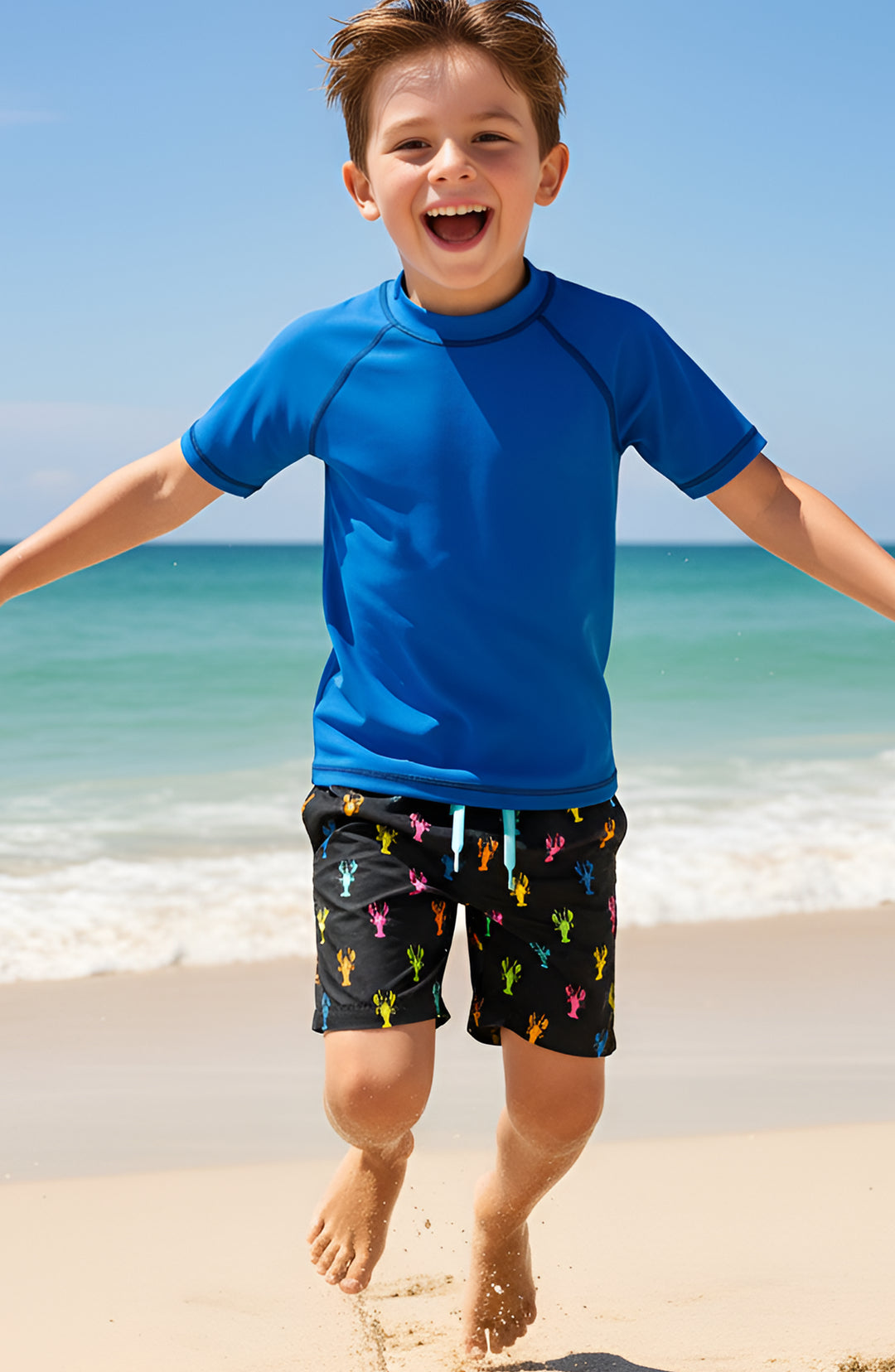 Dylan Boys Multicolor Lobster Print Board Shorts