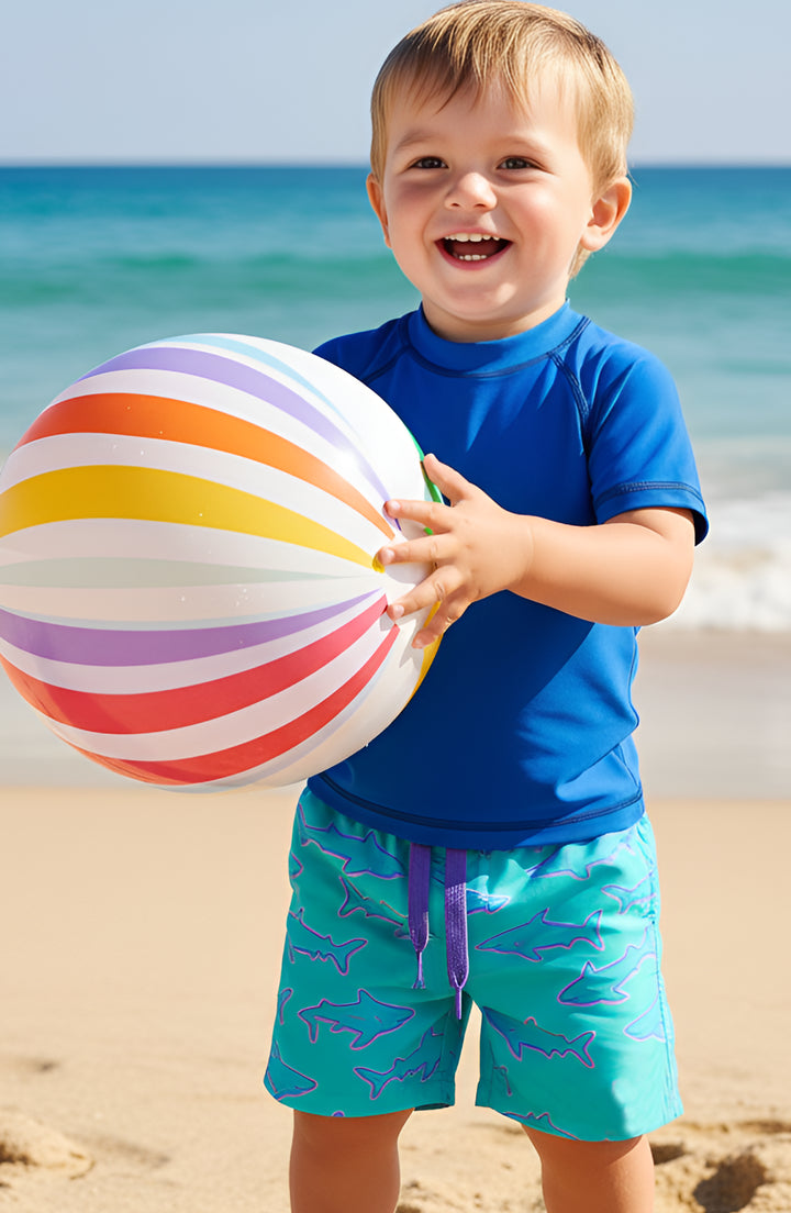 Dylan Boys Neon Sharks Print Board Shorts