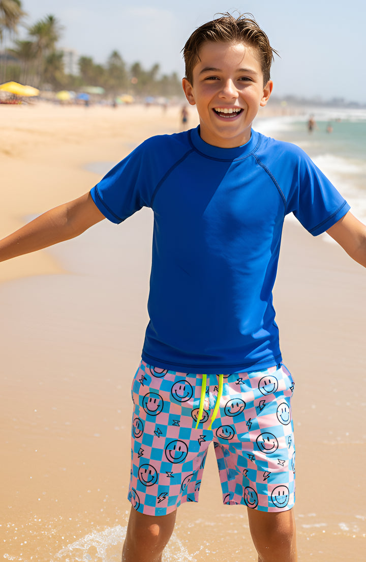 Dylan Boys Retro Smiley Print Board Shorts
