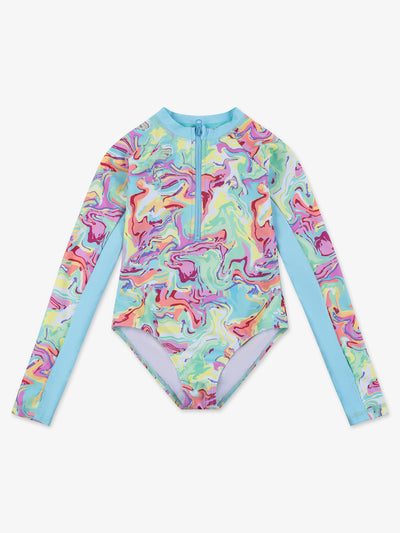 EILEEN- Printed Long Sleeve One Piece Swimsuit
