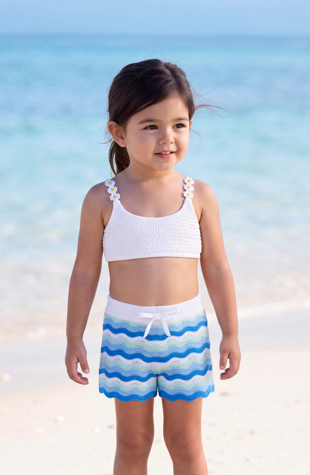 Eliora Crochet Knit Short - Blue