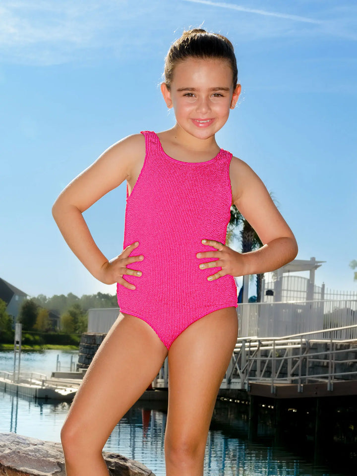 Ester Crinkle One Piece Swimsuit - Fuchsia