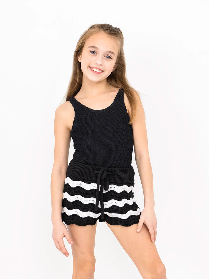 Eliora Crochet Knit Short - Black and White