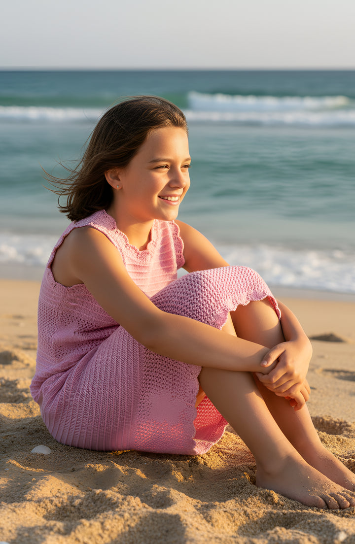 Emmi Floral Crochet Swim Coverup - Rose