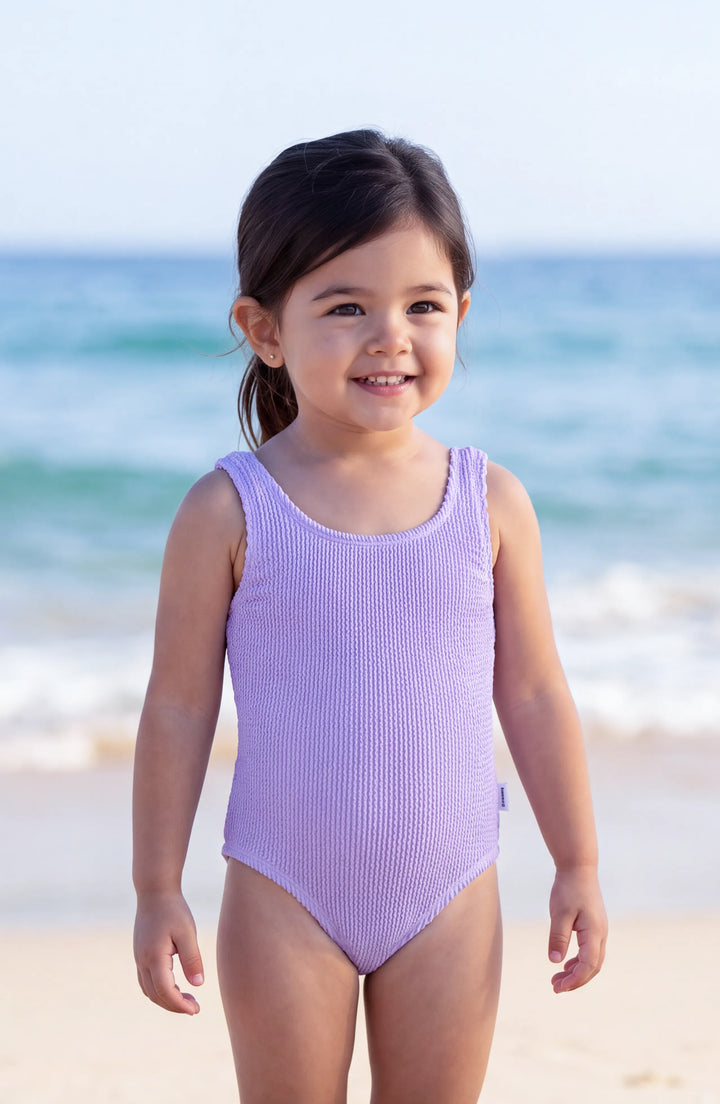 Girls Crinkle One Piece Swimsuit with UPF 50 – Amethyst - Toddler