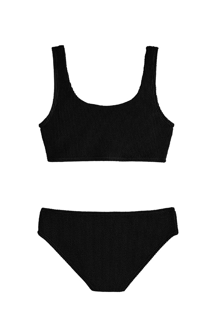 Fay Crinkle Tankini Two Piece Swimsuit - Black