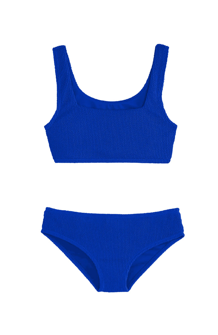 Fay Crinkle Tankini Two Piece Swimsuit - Blue