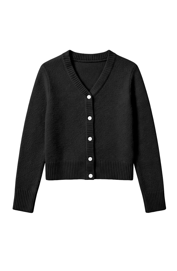 Gracie V-Neck Cardigan Sweater - Black