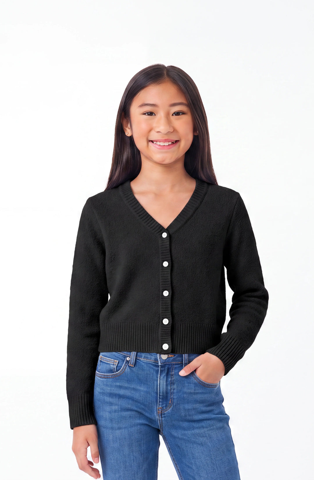 Gracie V-Neck Cardigan Sweater - Black