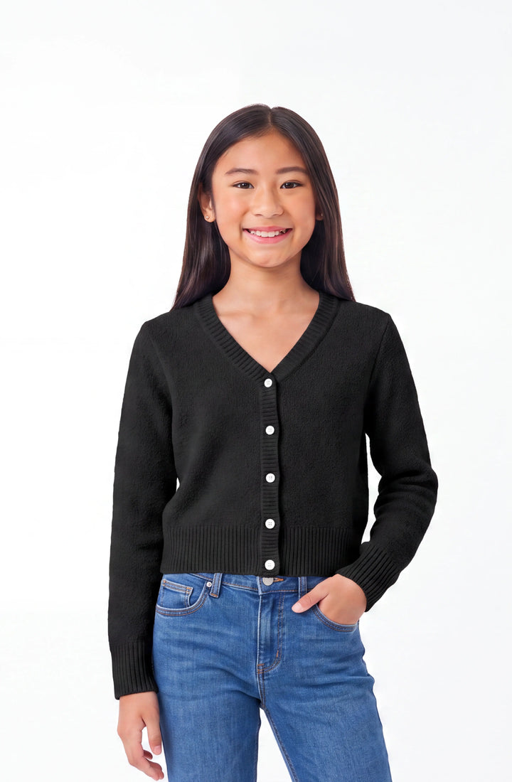 Gracie V-Neck Cardigan Sweater - Black