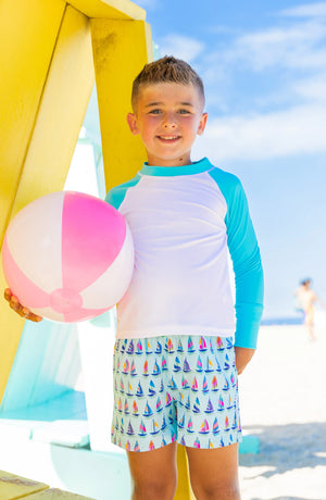 Hudson Boys Turquoise and White Rashguard
