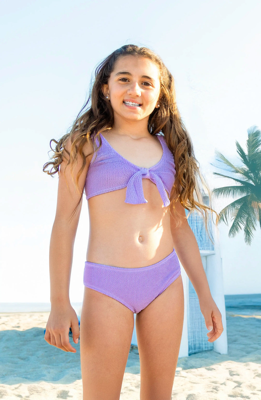 Izy Crinkle Tie Bikini Swimsuit Amethyst - Main Image