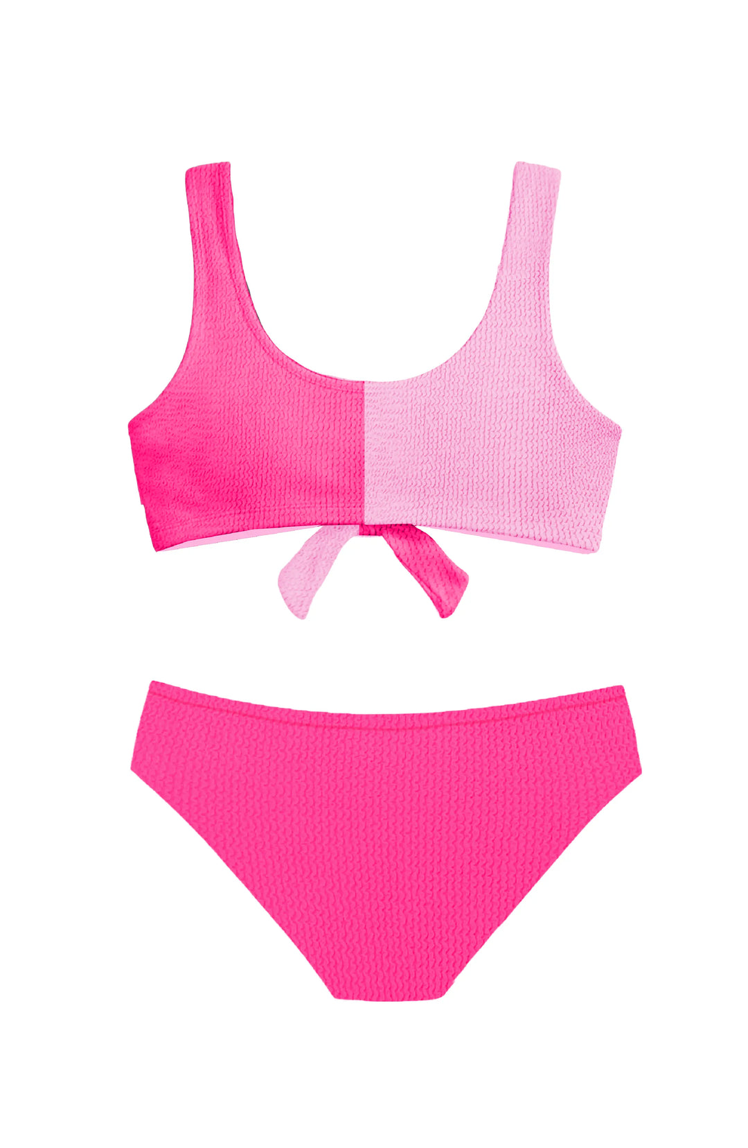 Izy Crinkle Tie Bikini Swimsuit - Candy Pink / Fuchsia