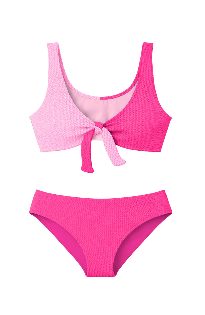 Izy Crinkle Tie Bikini Swimsuit - Candy Pink / Fuchsia