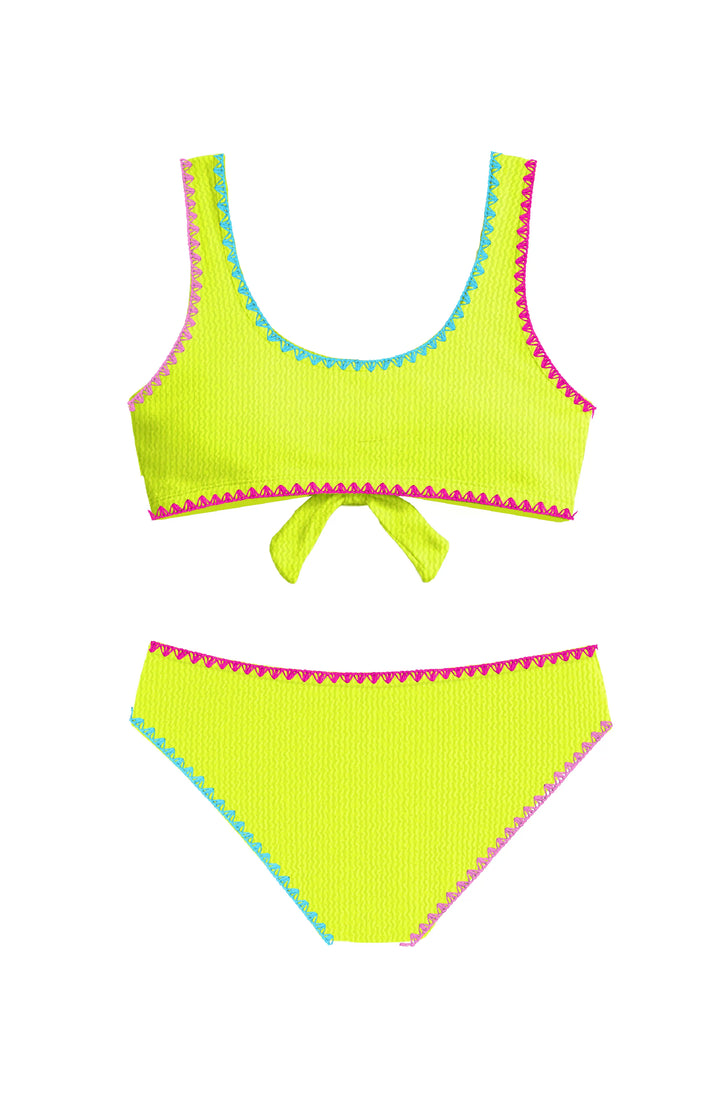 Izy Crinkle Tie Bikini with Embroidered Trim