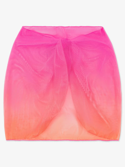 JACQUELINE- Sarong Printed Mesh Wrap Skirt