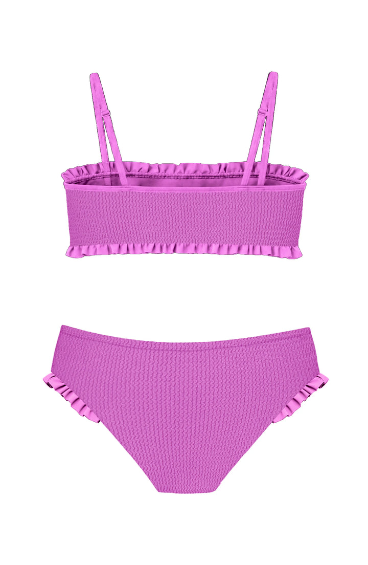 June Crinkle Ruffle Bandeau Two Piece Swimsuit - Orchid