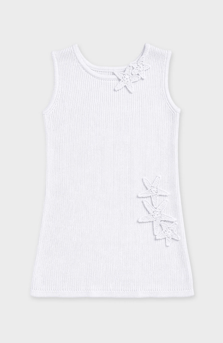 Jada Starfish Knit Summer Shift Dress - White