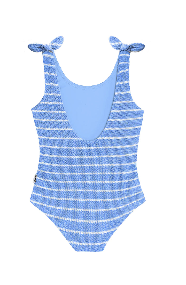 Kaya Crinkle Bow Tie One Piece - Blue Stripe