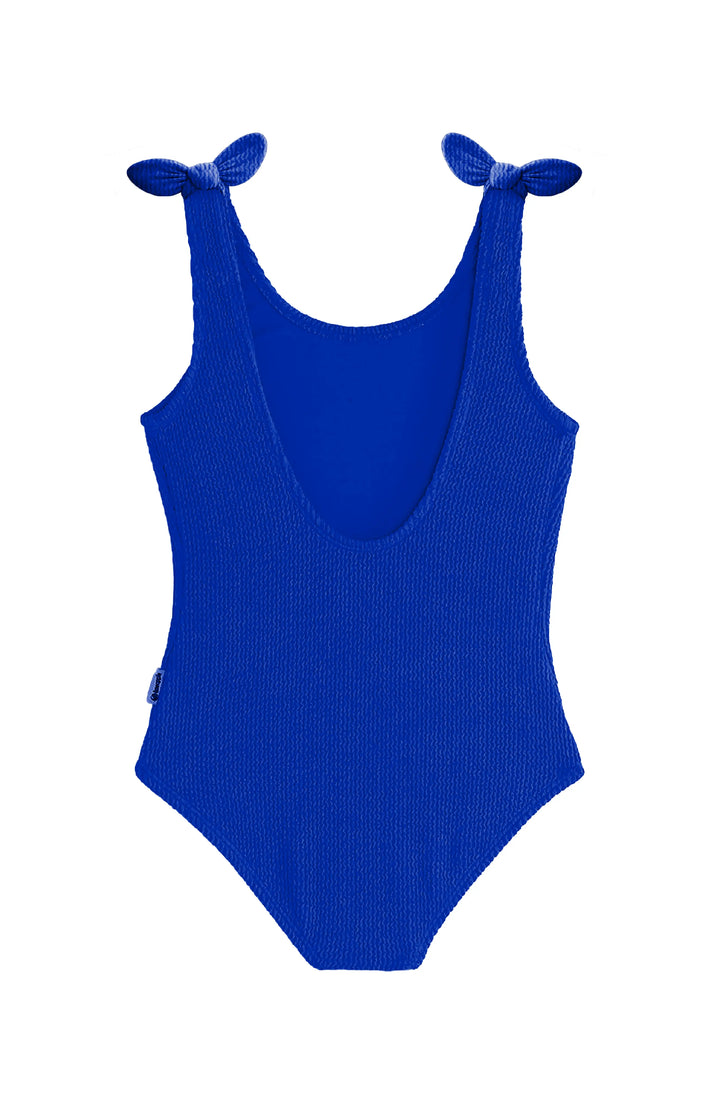 Kaya Crinkle Bow Tie One Piece - Blue