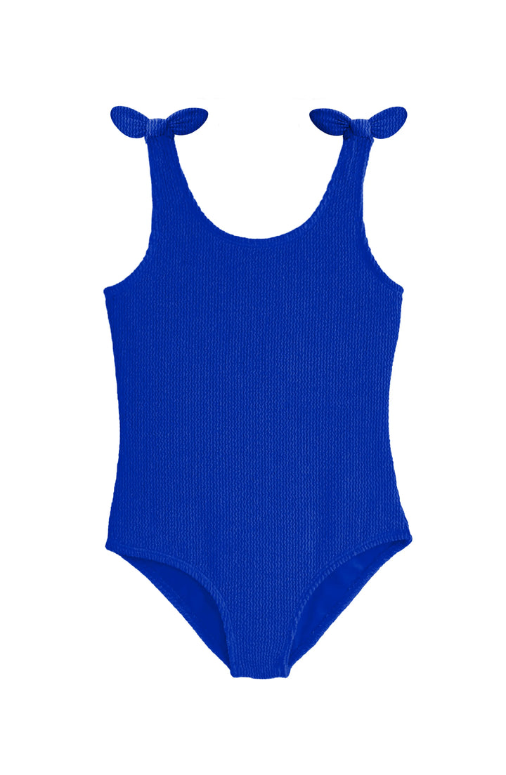 Kaya Crinkle Bow Tie One Piece - Blue