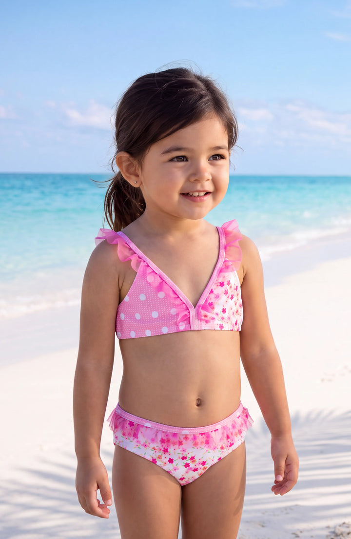 Krista Ruffle Floral Printed Bikini Swimsuit