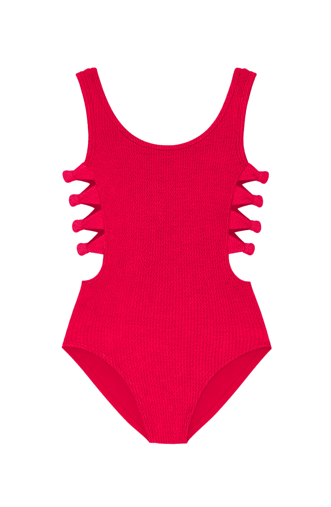 Layla Crinkle Bow Side Cutout One Piece Swimsuit - Red