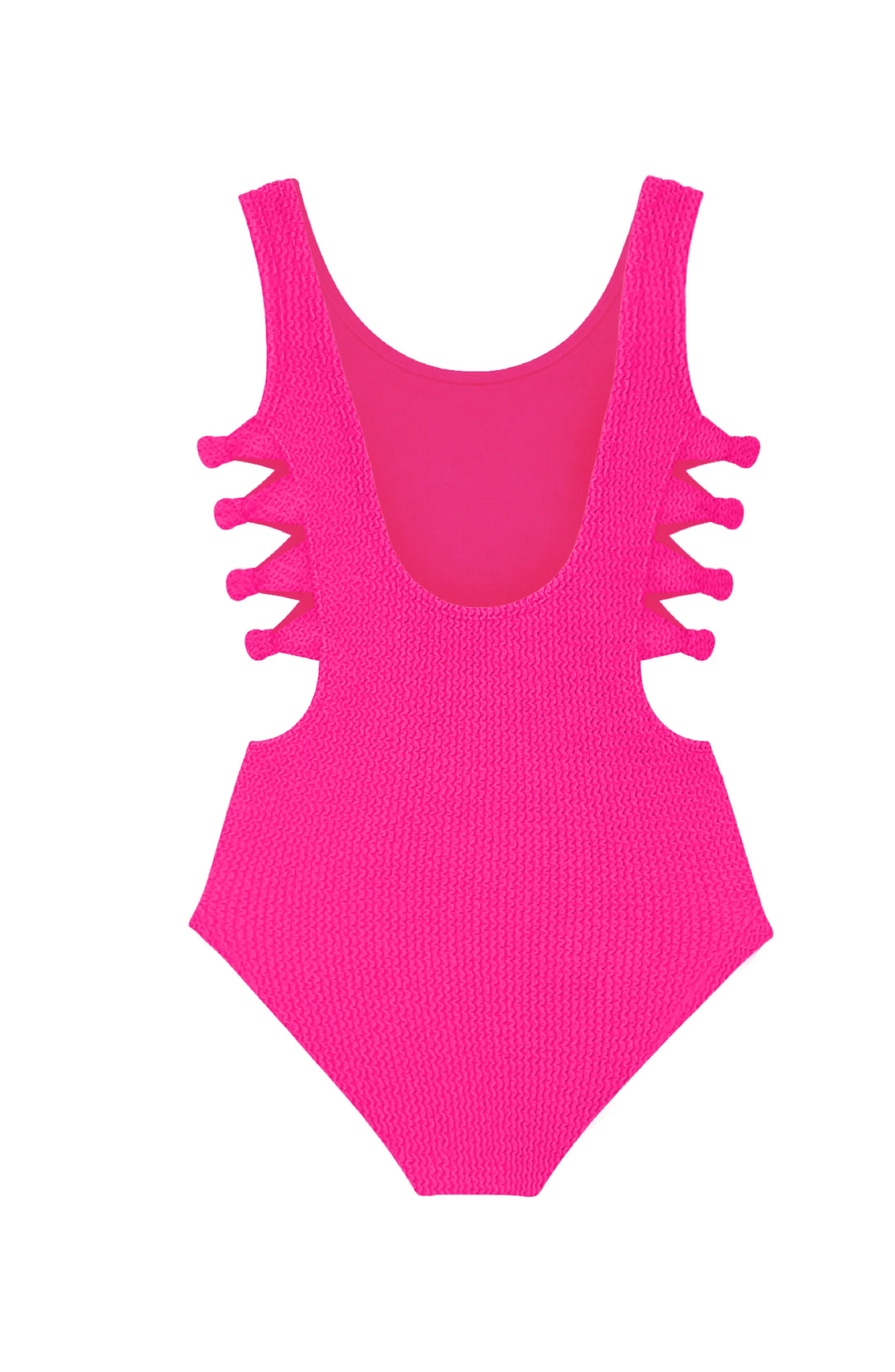 Layla Crinkle Bow Side Cutout One Piece Swimsuit - Fuchsia