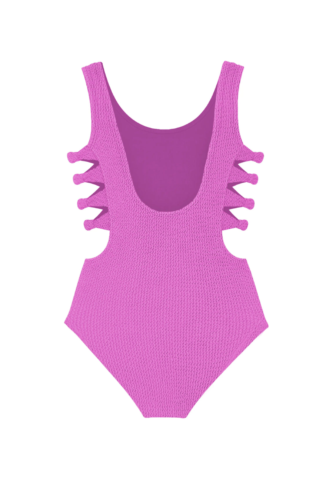 Layla Crinkle Bow Side Cutout One Piece Swimsuit - Orchid