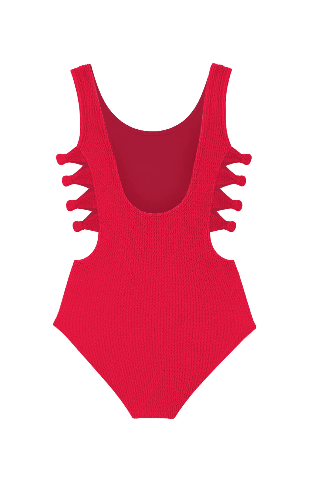 Layla Crinkle Bow Side Cutout One Piece Swimsuit - Red