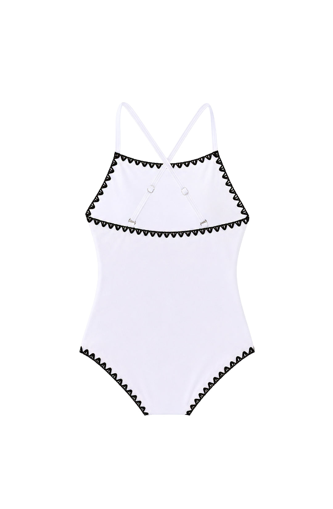 Leni Embroidered Trim One Piece Swimsuit - White