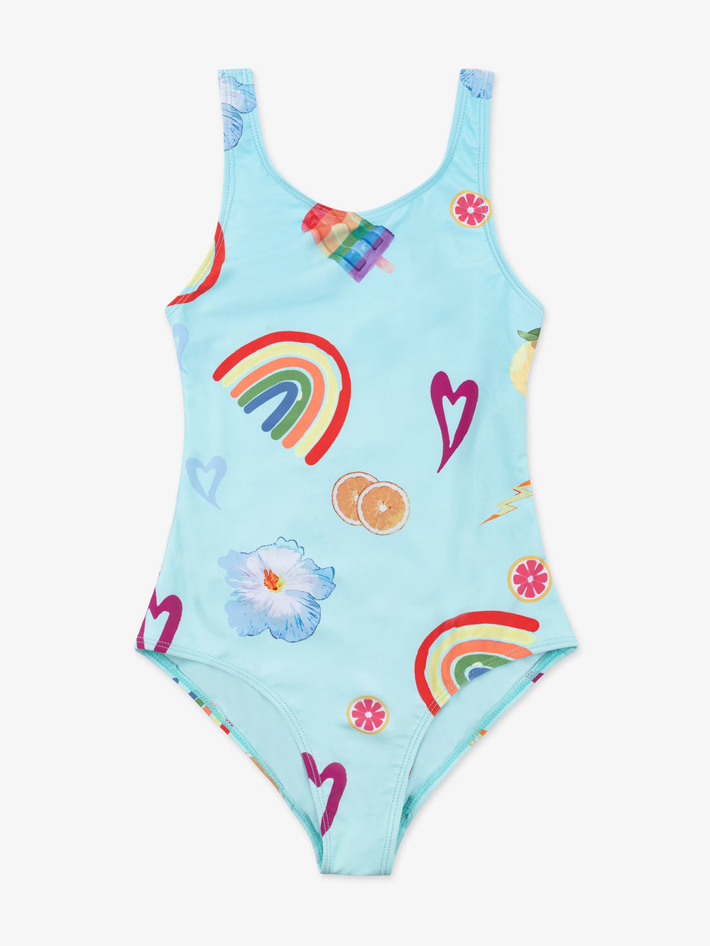 girls light blue one piece swimsuit