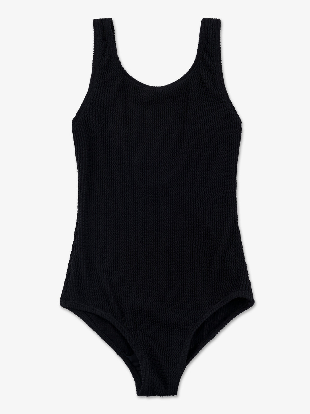 girls black crinkle one piece swimsuit