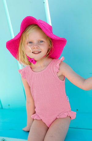 Lulu Toddler Crinkle Ruffle One Piece - Candy Pink