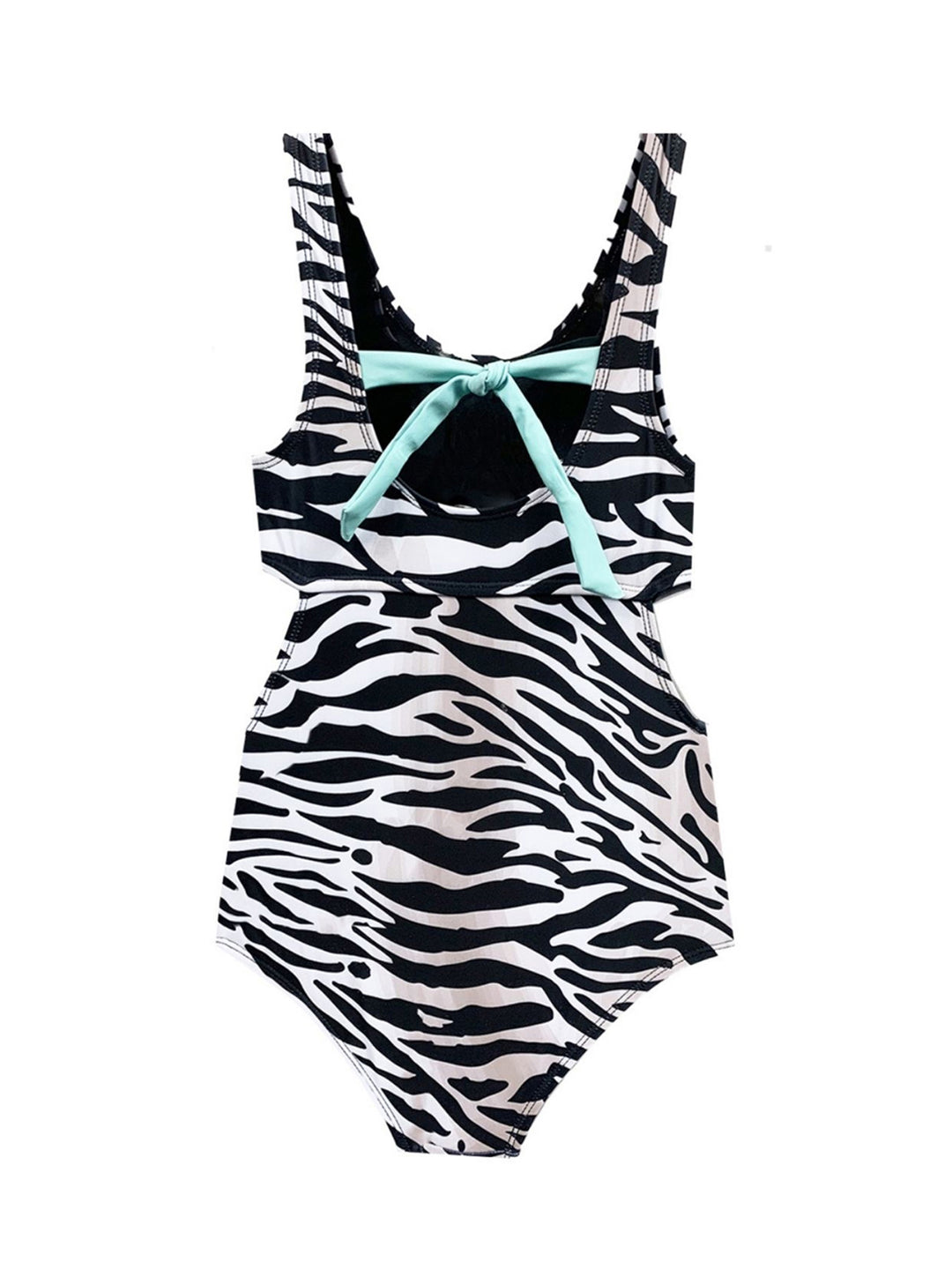 girls black and white zebra print one piece swimsuit
