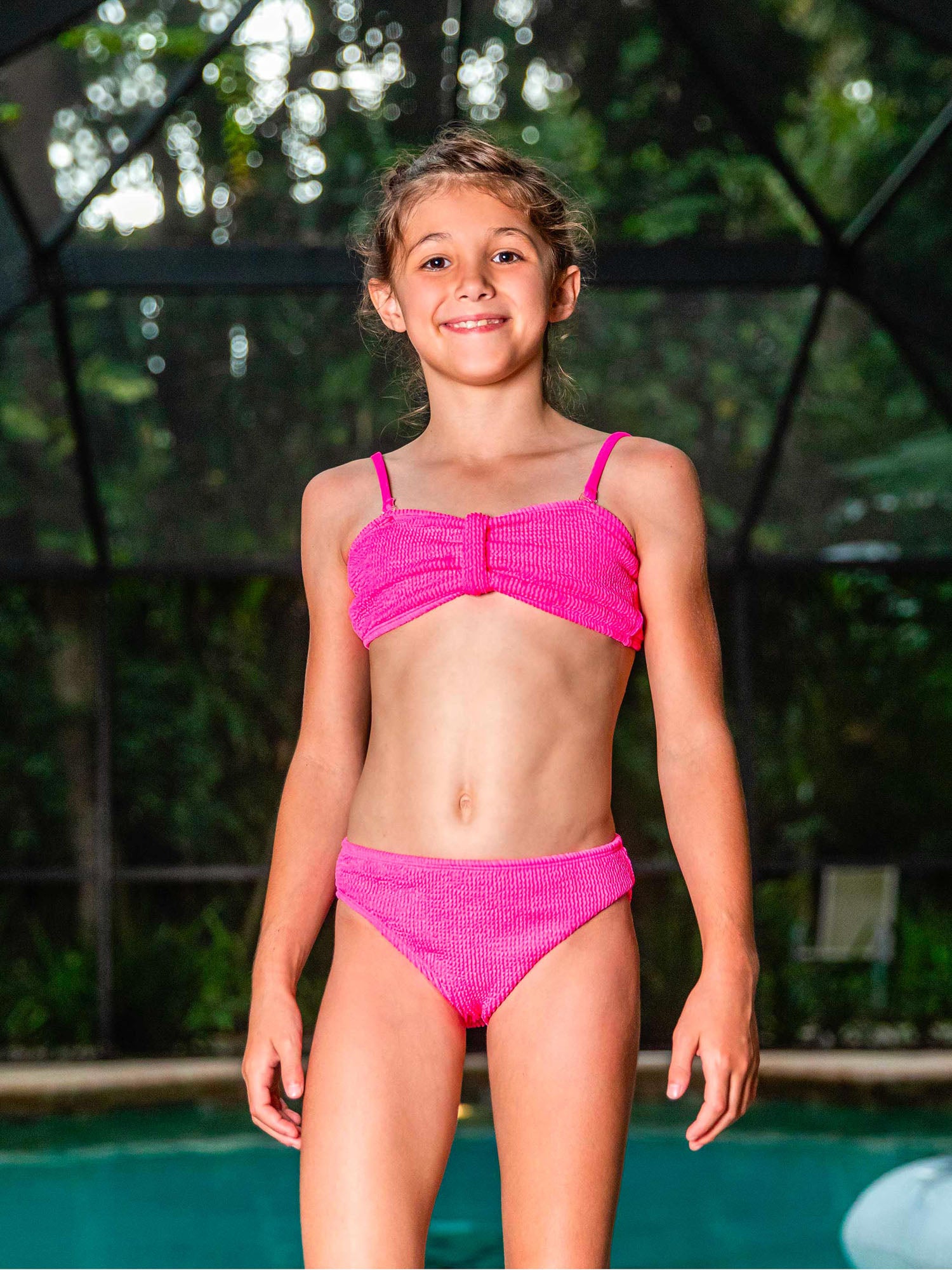 Arena Girls Water Print Bikini Bandeau Deux Pièces Fille - Maillot De Bain Confortable Et Stylé