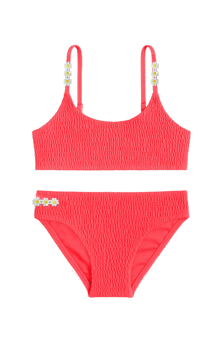 Nova Smocked Two Piece Swimsuit - Coral