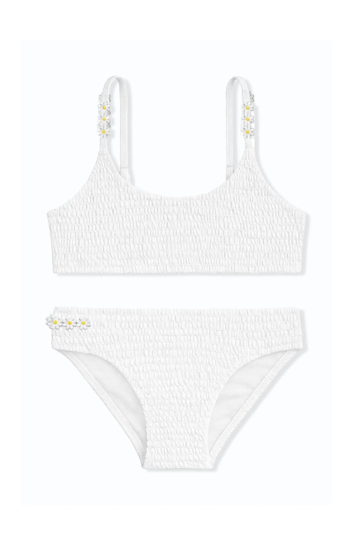 Nova Smocked Two Piece Swimsuit - White