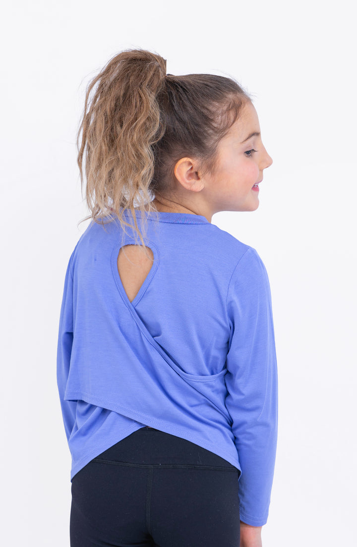 Oakley -  Crisscross Back Keyhole Long Sleeve Top - Periwinkle