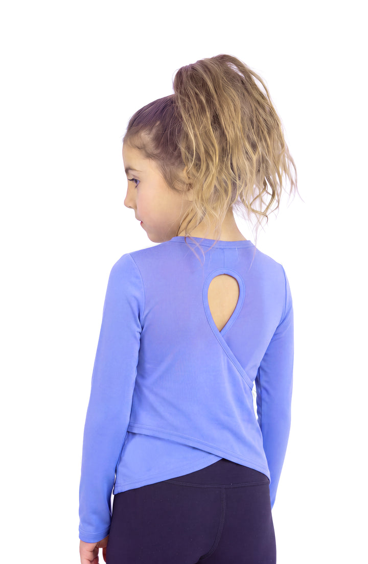 Oakley -  Crisscross Back Keyhole Long Sleeve Top - Periwinkle