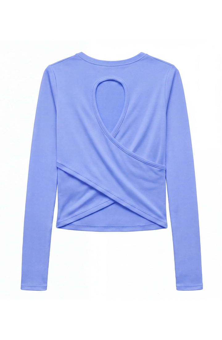 Oakley -  Crisscross Back Keyhole Long Sleeve Top - Periwinkle