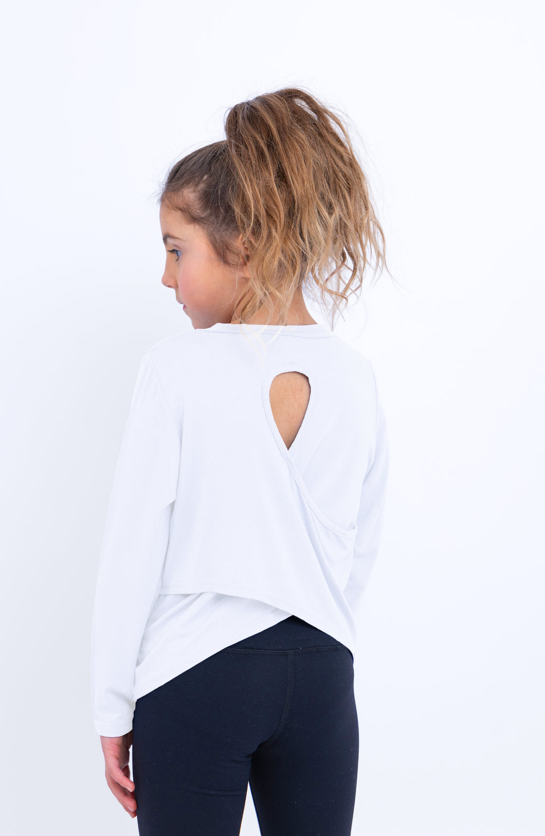 Oakley -  Crisscross Back Keyhole Long Sleeve Top - White