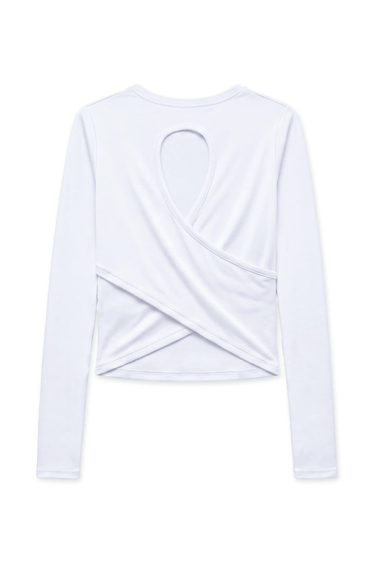 Oakley -  Crisscross Back Keyhole Long Sleeve Top - White