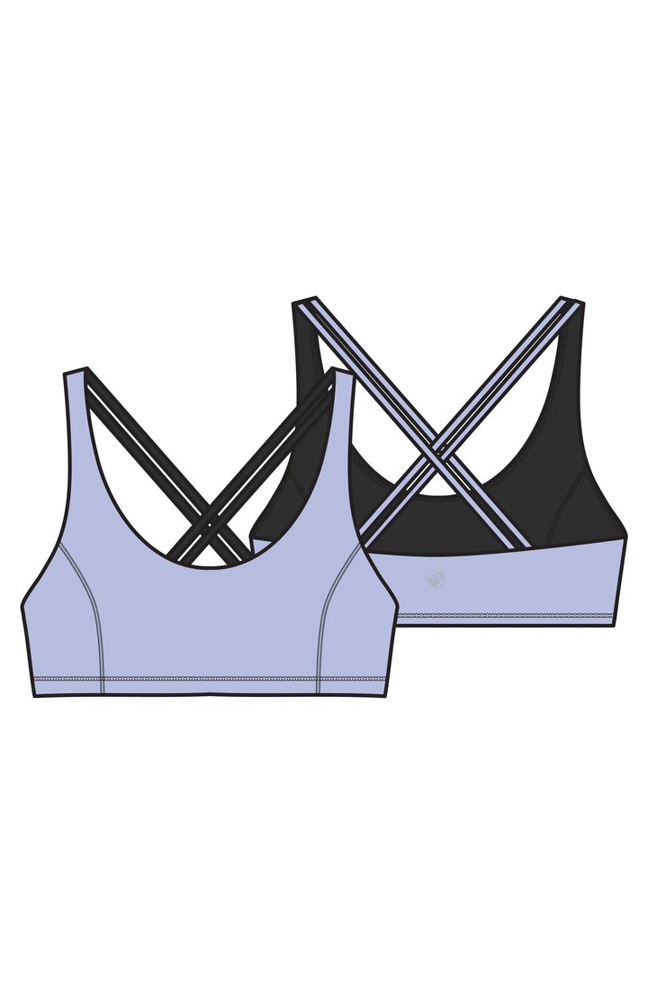 Petal- Double Strap Reversible Sports Bra - Perwinkle/Black