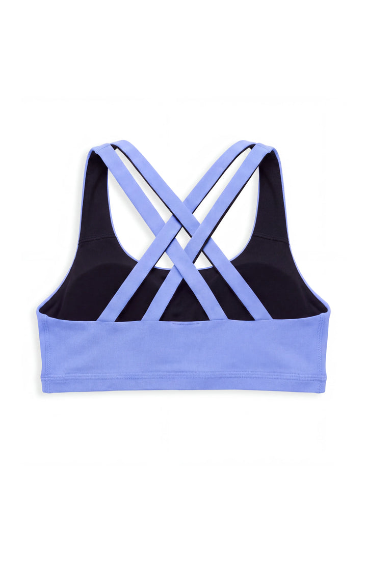 Petal- Double Strap Reversible Sports Bra - Perwinkle/Black