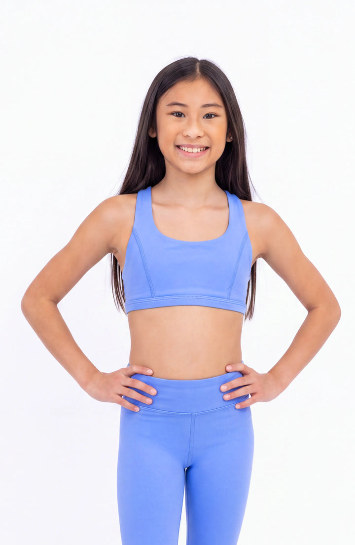Petal- Double Strap Reversible Sports Bra - Perwinkle/Black