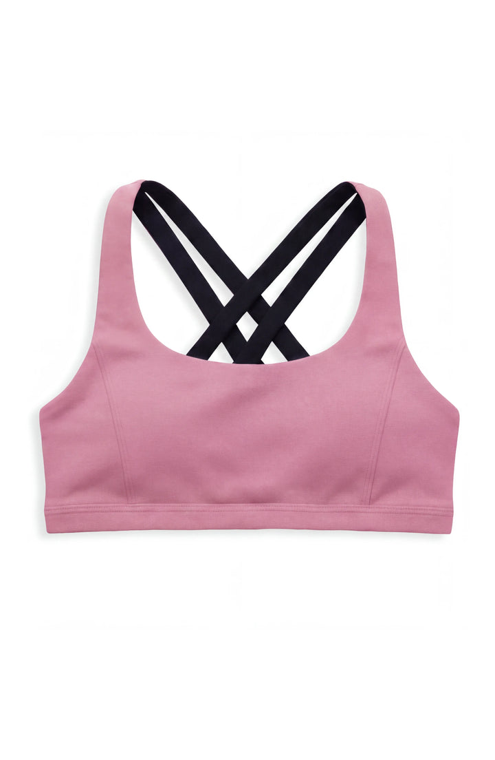 Petal - Double Strap Reversible Sports Bra - Rose/Black