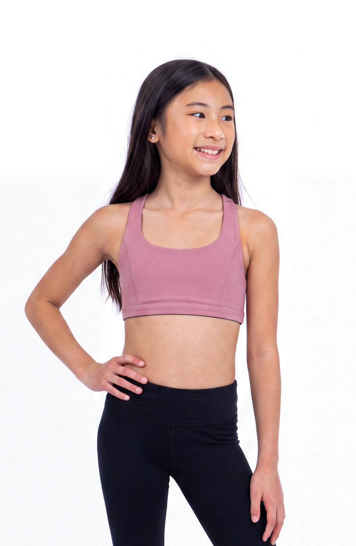 Petal - Double Strap Reversible Sports Bra - Rose/Black