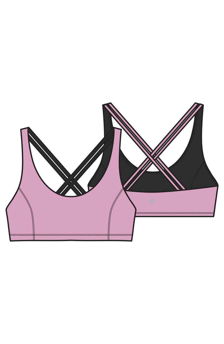 Petal - Double Strap Reversible Sports Bra - Rose/Black