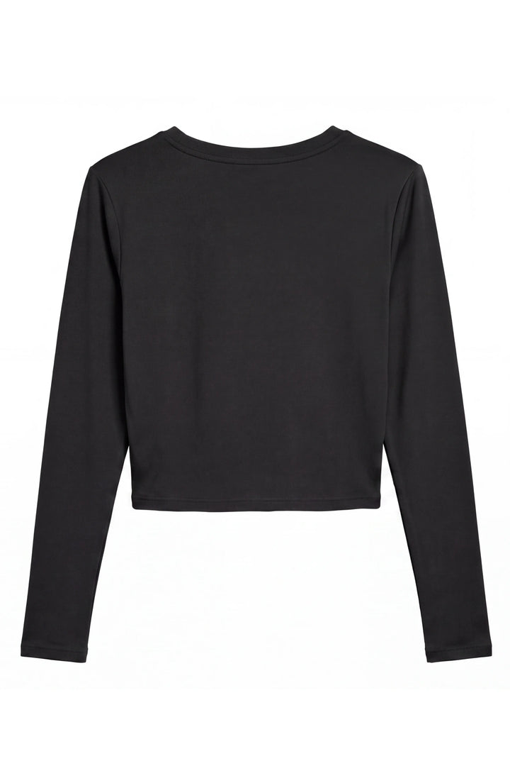 Pixie -  Ruched Long Sleeve Top - Black